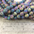 10mm Matte Finish Premium Metallic Rainbow Druzy Agate Round/Ball Shaped Beads with 1mm Holes - Sold by 15.5" Strands (Approx. 40 Beads)