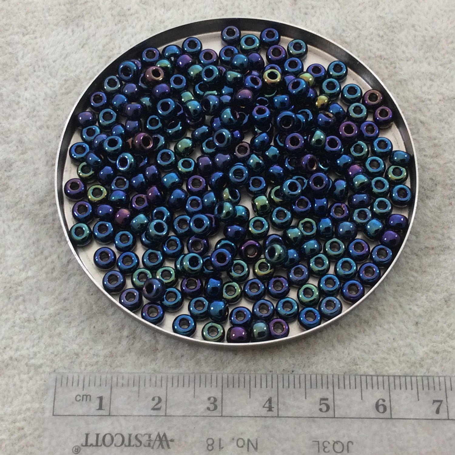 Size 6/0 Glossy Finish Metallic Blue Iris Genuine Miyuki Glass Seed Beads - Sold by 20 Gram Tubes (Approx. 200 Beads per Tube) - (6-9452)