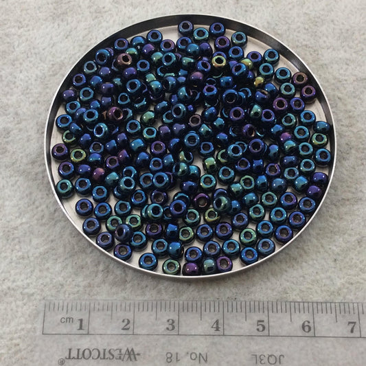 Size 6/0 Glossy Finish Metallic Blue Iris Genuine Miyuki Glass Seed Beads - Sold by 20 Gram Tubes (Approx. 200 Beads per Tube) - (6-9452)