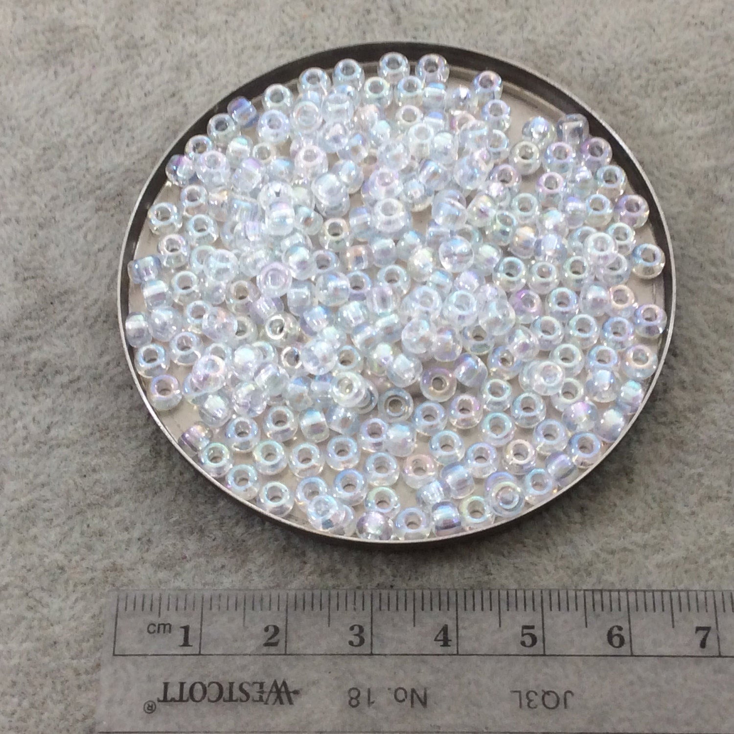 Size 6/0 AB Finish Trans. Crystal Clear Genuine Miyuki Glass Seed Beads - Sold by 20 Gram Tubes (Approx. 200 Beads per Tube) - (6-9250)