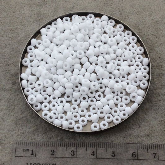 Size 6/0 Matte Finish Opaque White Genuine Miyuki Glass Seed Beads - Sold by 20 Gram Tubes (Approx. 200 Beads per Tube) - (6-9402F)
