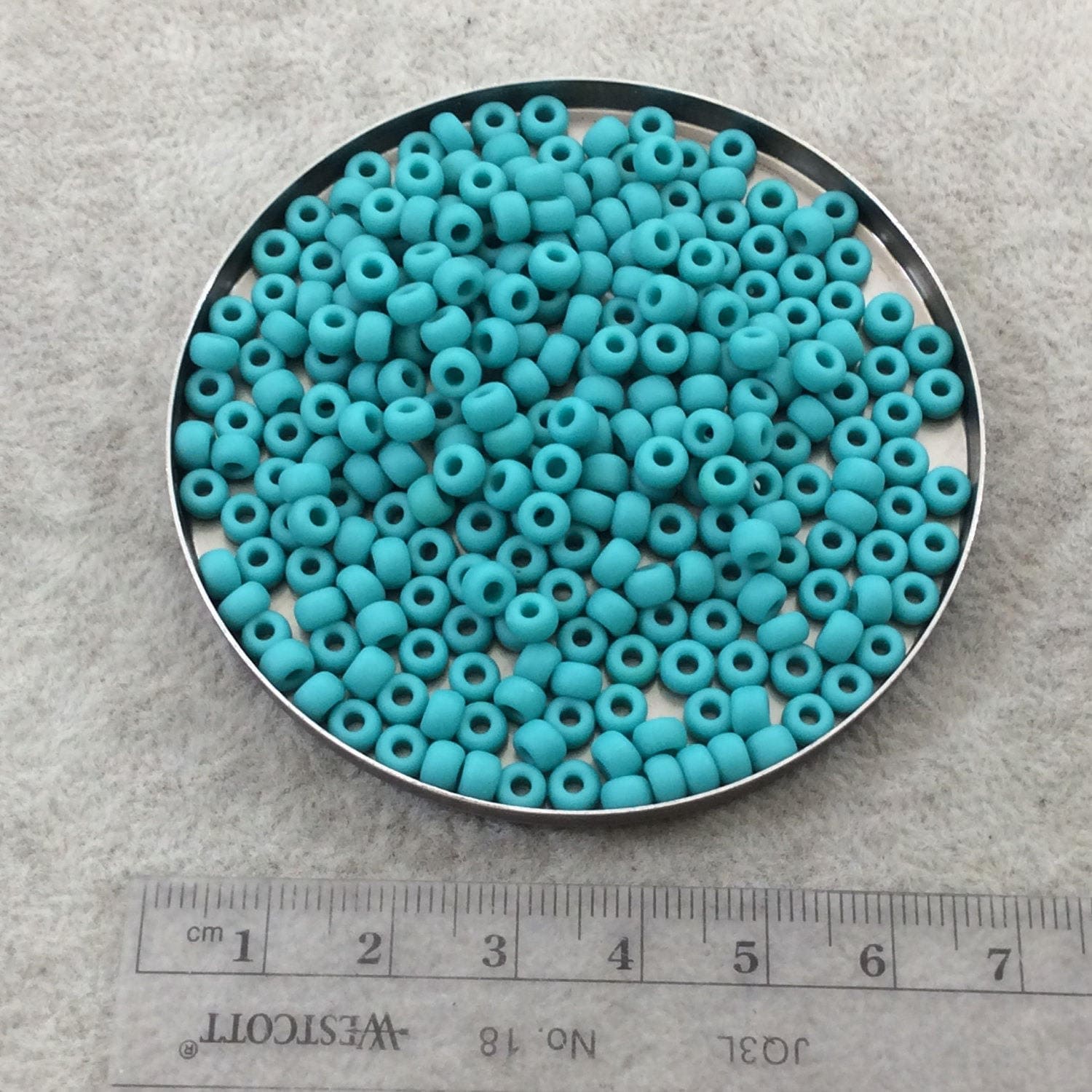 Size 6/0 Matte Finish Opaque Turquoise Blue Genuine Miyuki Glass Seed Beads - Sold by 20 Gram Tubes (Approx. 200 Beads per Tube) - (6-9412F)