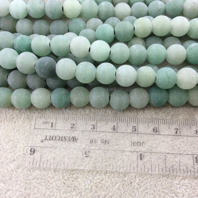 10mm Natural Green Aventurine Matte Finish Round/Ball Shaped Beads with 2.5mm Holes - 7.75" Strand (Approx. 20 Beads) - LARGE HOLE BEADS
