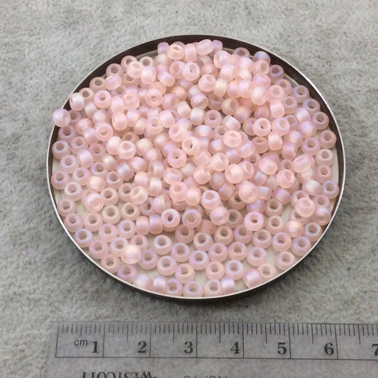 Size 6/0 Matte AB Finish Trans. Pale Pink Genuine Miyuki Glass Seed Beads - Sold by 20 Gram Tubes (Approx. 200 Beads per Tube) - (6-9155FR)