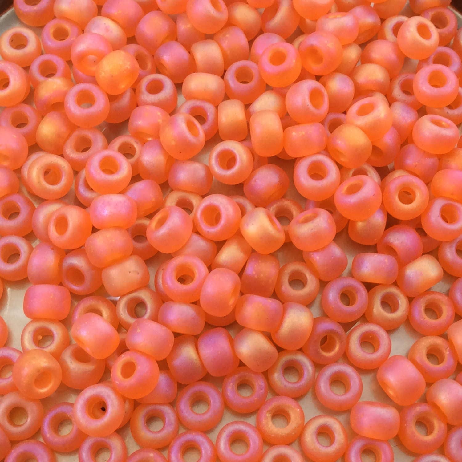 Size 6/0 Matte AB Finish Trans. Orange Genuine Miyuki Glass Seed Beads - Sold by 20 Gram Tubes (Approx. 200 Beads per Tube) - (6-9138FR)