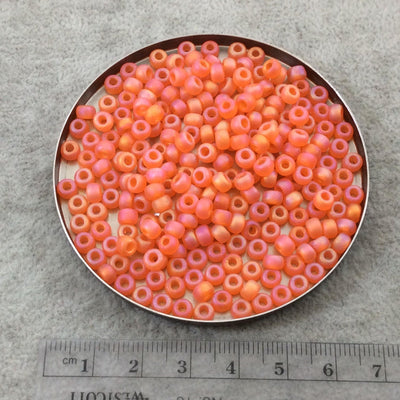 Size 6/0 Matte AB Finish Trans. Orange Genuine Miyuki Glass Seed Beads - Sold by 20 Gram Tubes (Approx. 200 Beads per Tube) - (6-9138FR)