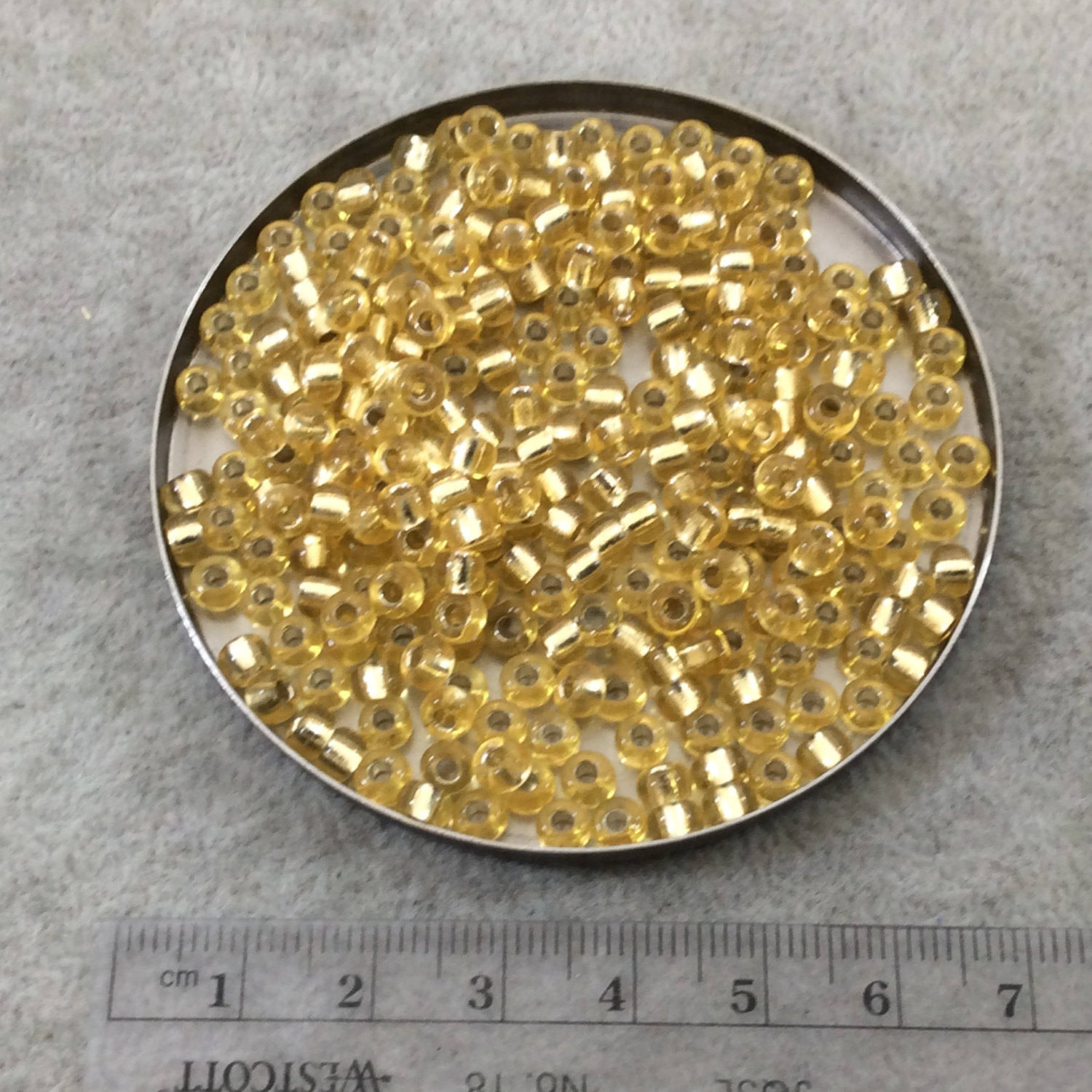 Size 6/0 Glossy Finish Silver Lined Light Gold Genuine Miyuki Glass Seed Beads - Sold by 20 Gram Tubes (Approx. 200 Beads/Tube) - (6-9002)