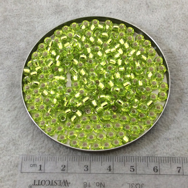 Size 6/0 Glossy Finish Silver Lined Chartreuse Genuine Miyuki Glass Seed Beads - Sold by 20 Gram Tubes (Approx. 200 Beads/Tube) - (6-9143S)