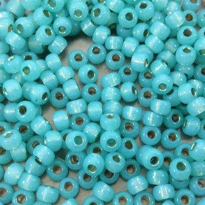 Size 6/0 Silver Lined Alabaster Mint Green Genuine Miyuki Glass Seed Beads - Sold by 20 Gram Tubes (Approx. 200 Beads per Tube) - (6-9571)