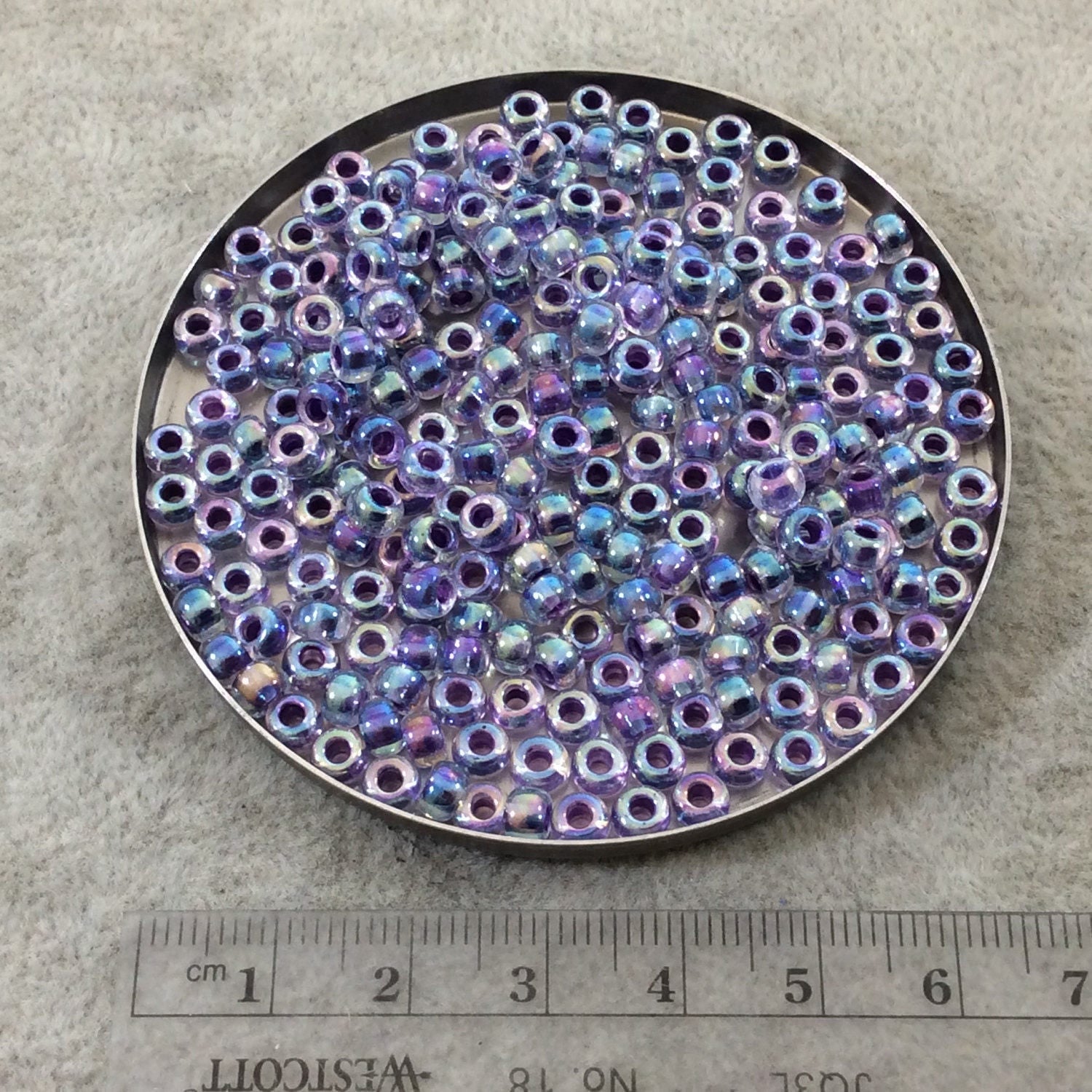 Size 6/0 Glossy AB Finish Amethyst Lined Crystal Genuine Miyuki Glass Seed Beads - Sold by 20 Gram Tubes (Approx. 200 Beads/Tube) - (6-9274)