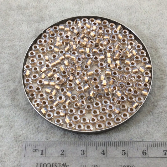 Size 6/0 Glossy Finish Metallic Gold Lined Clear Genuine Miyuki Glass Seed Beads - Sold by 20 Gram Tubes (Approx. 200 Beads/Tube) - (6-9234)