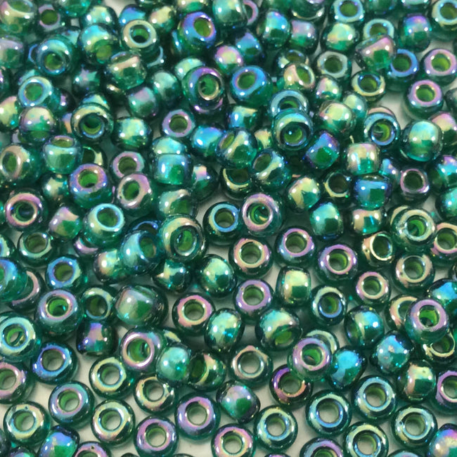 Size 6/0 Glossy AB Finish Chartreuse Lined Green Genuine Miyuki Glass Seed Beads - Sold by 20 Gram Tubes (Approx. 200 Beads/Tube) - (6-9354)