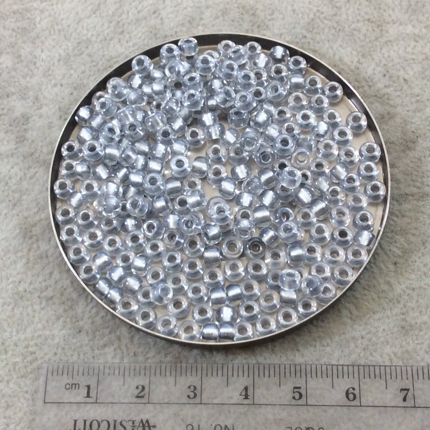 Size 6/0 Glossy Finish Sparkle Pewter Lined Clear Genuine Miyuki Glass Seed Beads - Sold by 20 Gram Tubes (Approx 200 Beads/Tube) - (6-9242)
