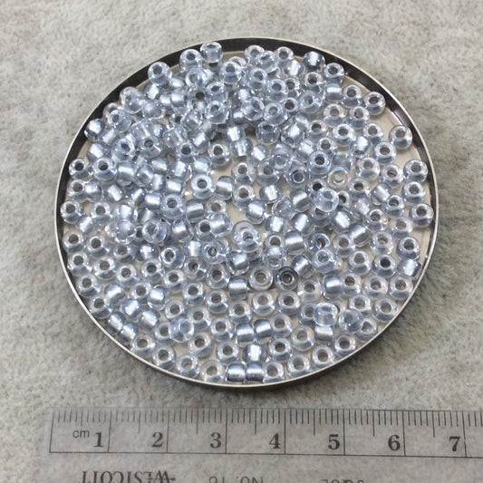 Size 6/0 Glossy Finish Sparkle Pewter Lined Clear Genuine Miyuki Glass Seed Beads - Sold by 20 Gram Tubes (Approx 200 Beads/Tube) - (6-9242)