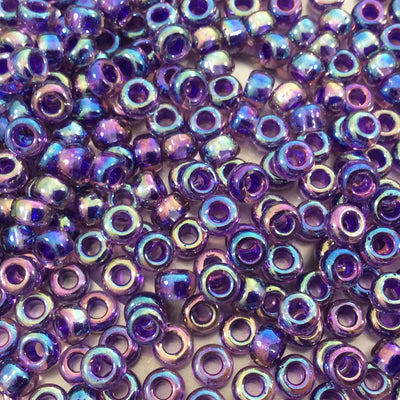Size 6/0 Glossy AB Finish Purple Lined Amethyst Genuine Miyuki Glass Seed Beads - Sold by 20 Gram Tubes (Approx. 200 Beads/Tube) - (6-9356)