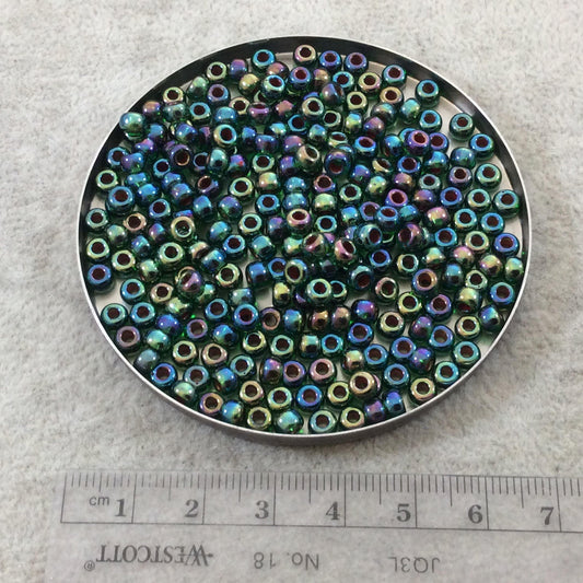 Size 6/0 Glossy AB Finish Lined Green Genuine Miyuki Glass Seed Beads - Sold by 20 Gram Tubes (Approx. 200 Beads per Tube) - (6-9344)