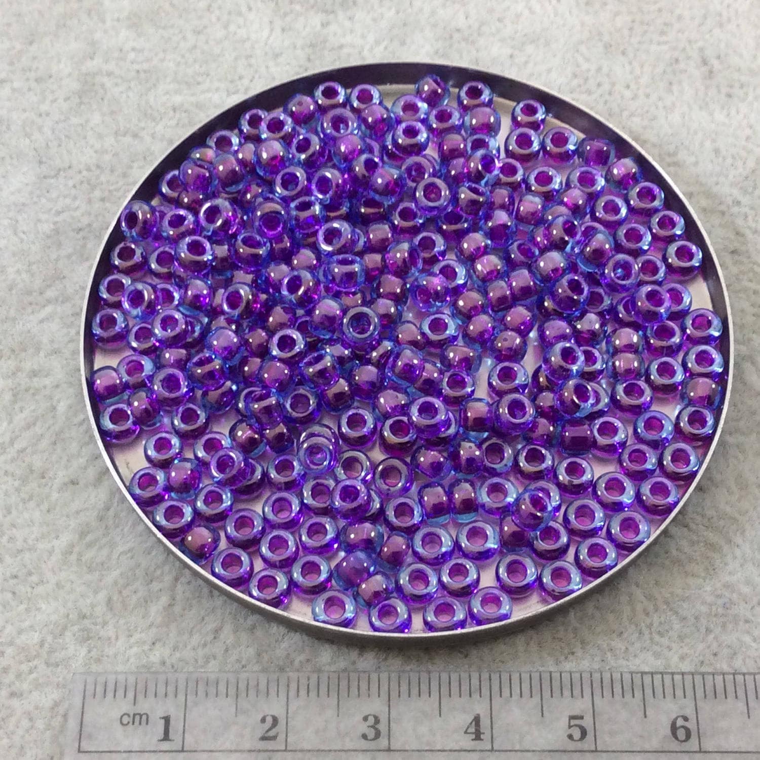 Size 6/0 Glossy Finish Fuchsia Luster Lined Aqua Genuine Miyuki Glass Seed Beads - Sold by 20 Gram Tubes (Approx. 200 Beads/Tube) - (6-9352)