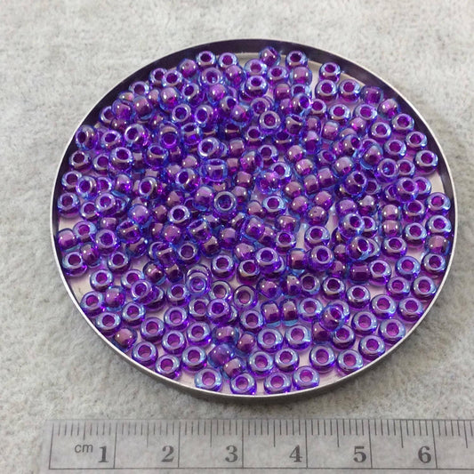 Size 6/0 Glossy Finish Fuchsia Luster Lined Aqua Genuine Miyuki Glass Seed Beads - Sold by 20 Gram Tubes (Approx. 200 Beads/Tube) - (6-9352)