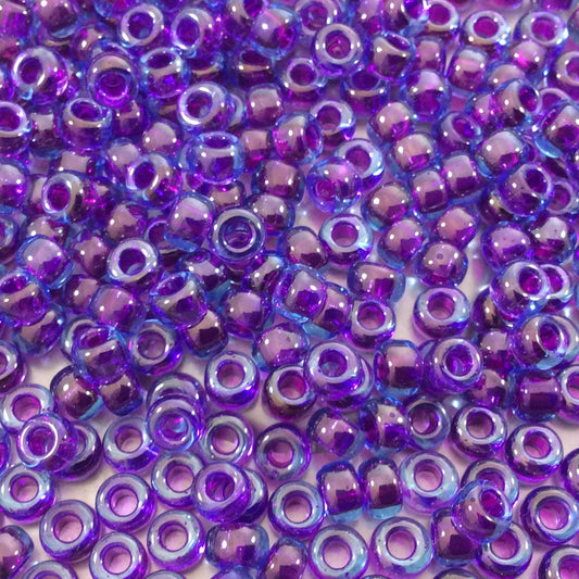 Size 6/0 Glossy Finish Fuchsia Luster Lined Aqua Genuine Miyuki Glass Seed Beads - Sold by 20 Gram Tubes (Approx. 200 Beads/Tube) - (6-9352)