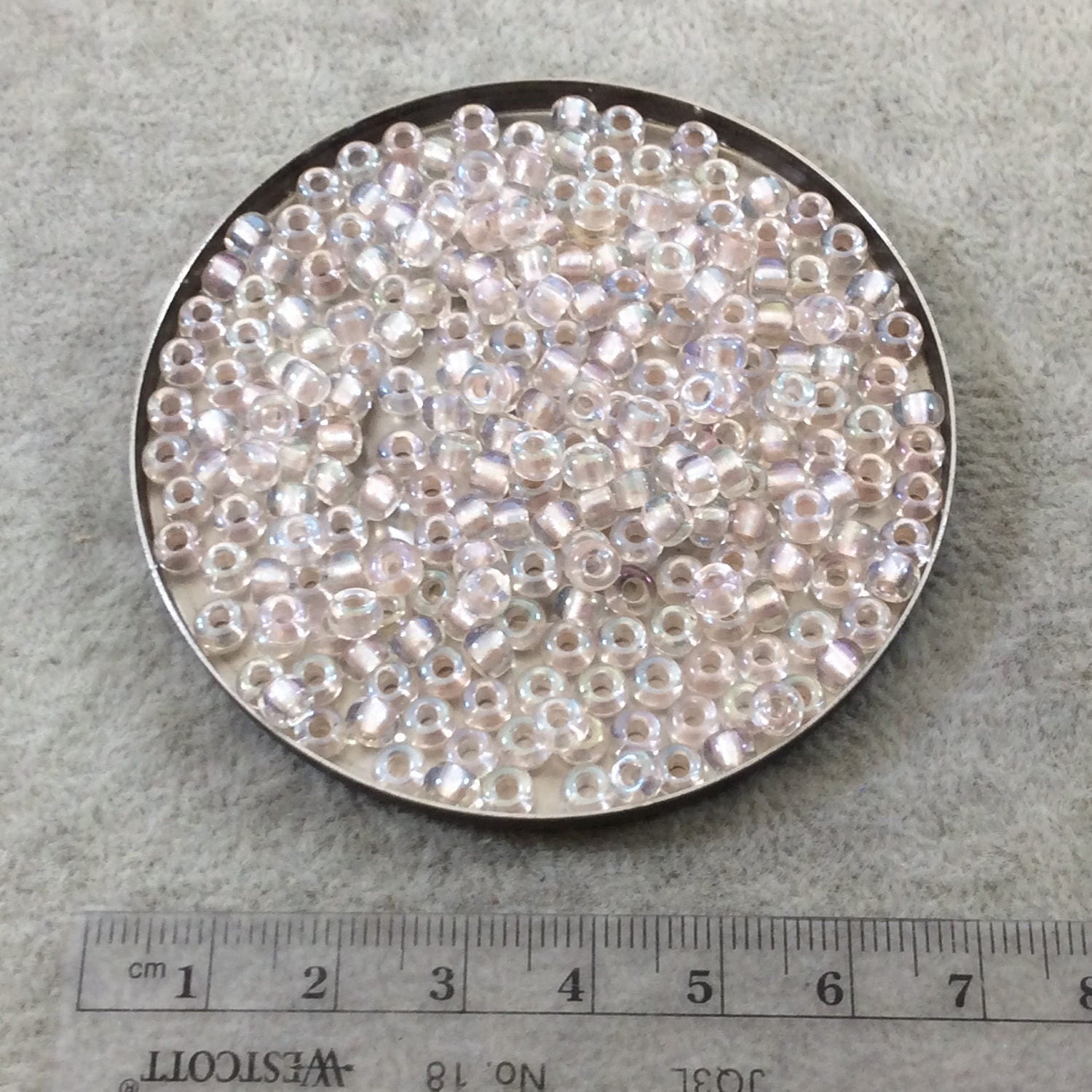 Size 6/0 Glossy AB Finish Pearlized Blush/Clear Genuine Miyuki Glass Seed Beads - Sold by 20 Gram Tubes (Approx. 200 Beads/Tube) - (6-93641)