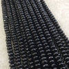 4mm x 8mm Faceted Glossy Finish Natural Jet Black Agate Rondelle Shaped Beads with 1mm Holes - Sold by 15.5" Strands (Approx. 99 Beads)