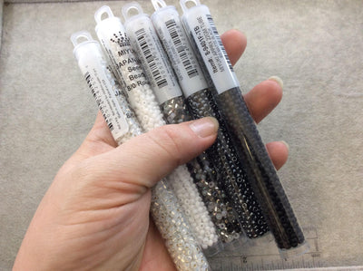 Size 8/0 Glossy Finish Metallic Gunmetal Genuine Miyuki Glass Seed Beads - Sold by 22 Gram Tubes (Approx. 900 Beads per Tube) - (8-9451)