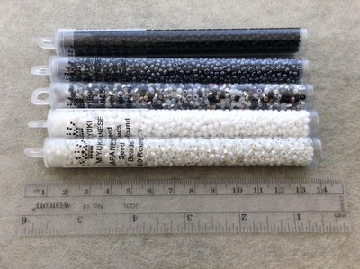 Size 8/0 Assorted Finish Earthtone Mix Genuine Miyuki Glass Seed Beads - Sold by 22 Gram Tubes (Approx. 900 Beads per Tube) - (8-9MIX07)