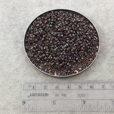 Size 8/0 Trans. Matte Picasso Red/Brown Genuine Miyuki Glass Seed Beads - Sold by 22 Gram Tubes (Approx. 900 Beads per Tube) - (8-94503)