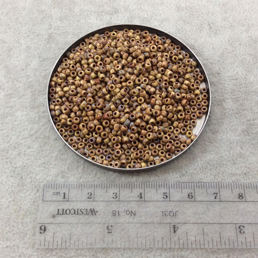 Size 8/0 Opaque Matte Picasso Brown/Tan Genuine Miyuki Glass Seed Beads - Sold by 22 Gram Tubes (Approx. 900 Beads per Tube) - (8-94517)