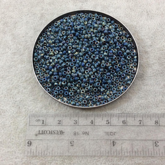 Size 8/0 Opaque Matte Picasso Montana Blue Genuine Miyuki Glass Seed Beads - Sold by 22 Gram Tubes (Approx. 900 Beads per Tube) - (8-94516)