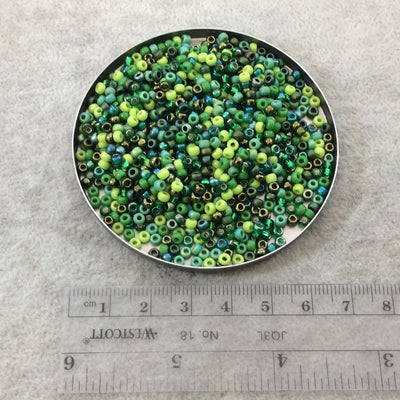 Size 8/0 Assorted Finish Evergreen Mix Genuine Miyuki Glass Seed Beads - Sold by 22 Gram Tubes (Approx. 900 Beads per Tube) - (8-9MIX03)