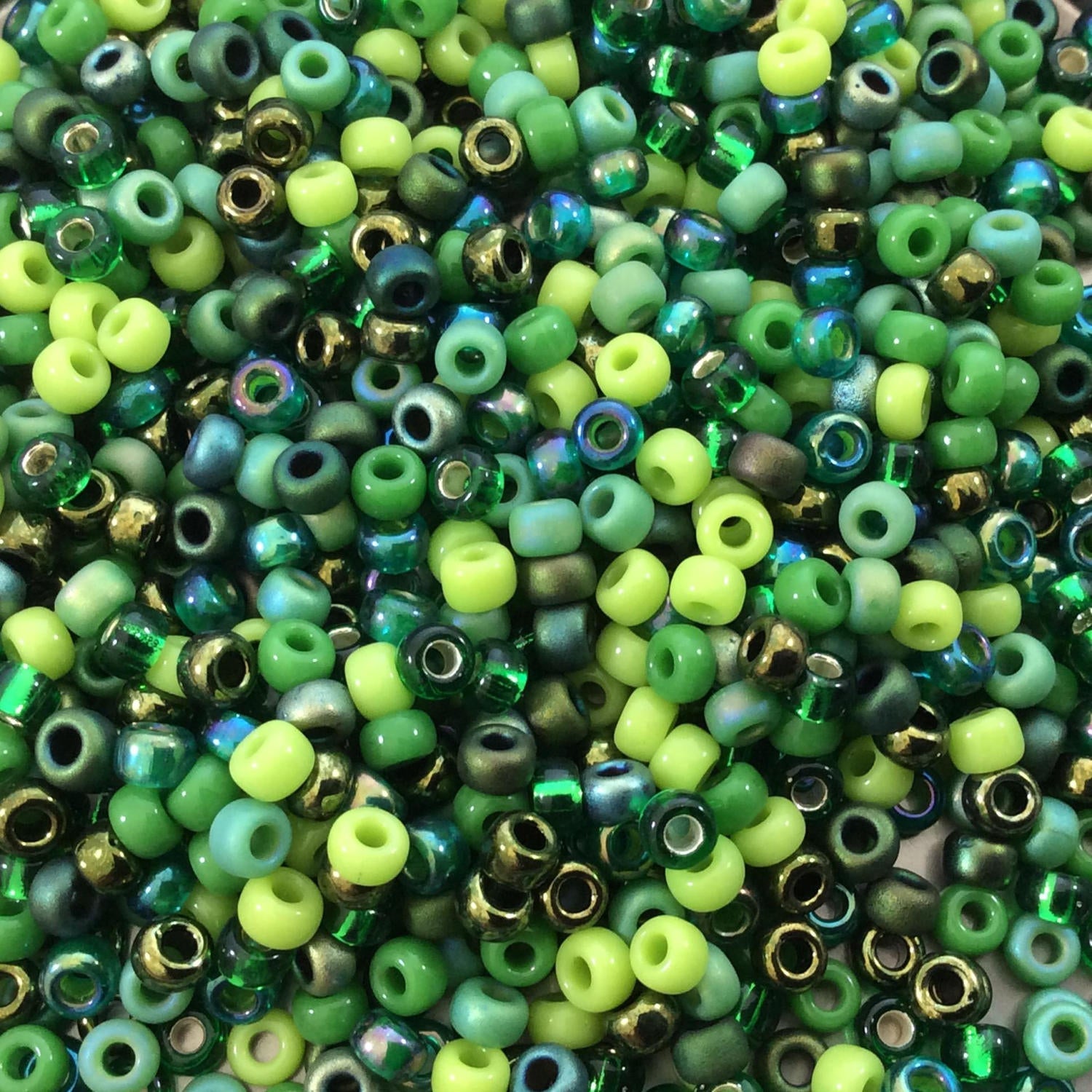Size 8/0 Assorted Finish Evergreen Mix Genuine Miyuki Glass Seed Beads - Sold by 22 Gram Tubes (Approx. 900 Beads per Tube) - (8-9MIX03)