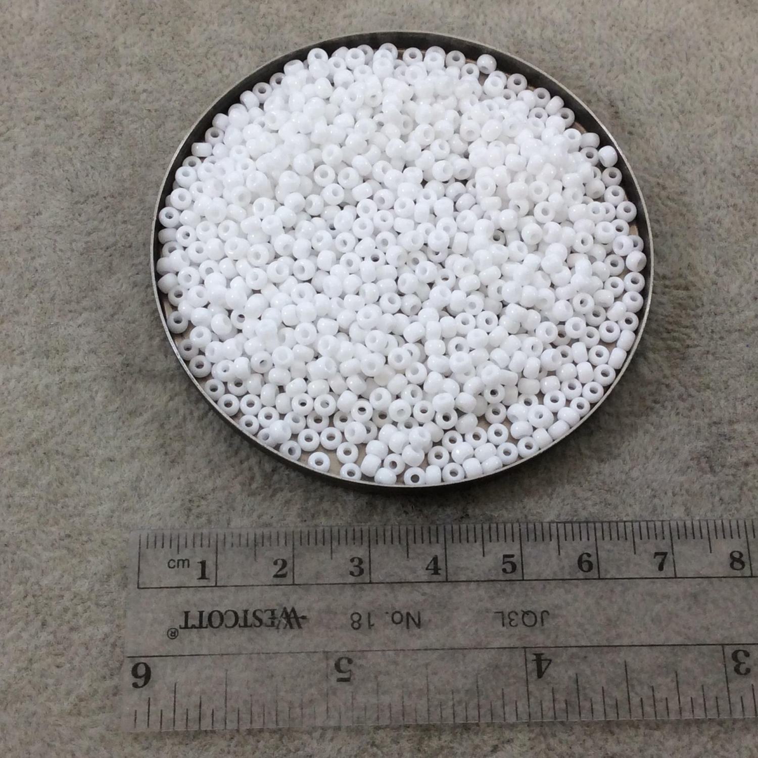 Size 8/0 Glossy Finish Opaque White Genuine Miyuki Glass Seed Beads - Sold by 22 Gram Tubes (Approx. 900 Beads per Tube) - (8-9402)