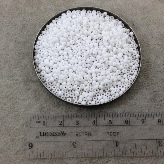 Size 8/0 Glossy Finish Opaque White Genuine Miyuki Glass Seed Beads - Sold by 22 Gram Tubes (Approx. 900 Beads per Tube) - (8-9402)