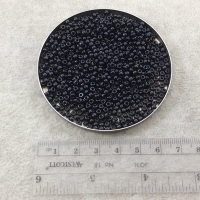 Size 8/0 Glossy Finish Opaque Jet Black Genuine Miyuki Glass Seed Beads - Sold by 22 Gram Tubes (Approx. 900 Beads per Tube) - (8-9401)