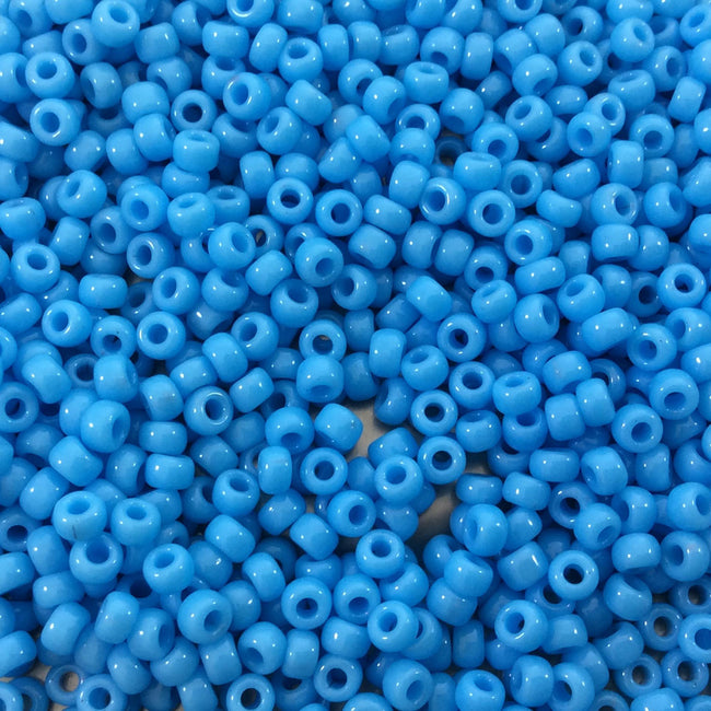 Size 8/0 Glossy Finish Opaque Light Blue Genuine Miyuki Glass Seed Beads - Sold by 22 Gram Tubes (Approx. 900 Beads per Tube) - (8-9413)