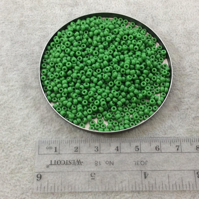 Size 8/0 Glossy Finish Opaque Jade Green Genuine Miyuki Glass Seed Beads - Sold by 22 Gram Tubes (Approx. 900 Beads per Tube) - (8-9411)