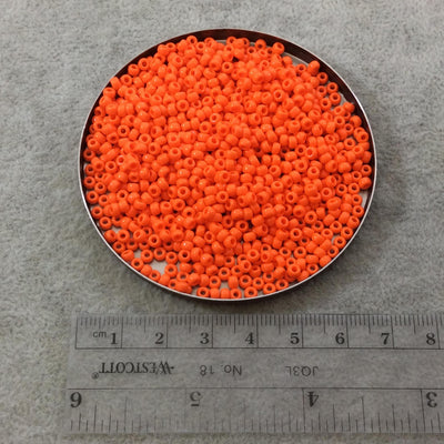 Size 8/0 Glossy Finish Opaque Orange Genuine Miyuki Glass Seed Beads - Sold by 22 Gram Tubes (Approx. 900 Beads per Tube) - (8-9406)