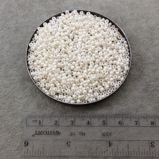 Size 8/0 Glossy Finish Ceylon Ivory Genuine Miyuki Glass Seed Beads - Sold by 22 Gram Tubes (Approx. 900 Beads per Tube) - (8-9592)