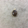 Smoky Brown Hydro Quartz Bezel | Gold Plated Faceted (Lab Created) Egg Oval Shaped Pendant - Measuring 10mm x 14mm - Sold Individually
