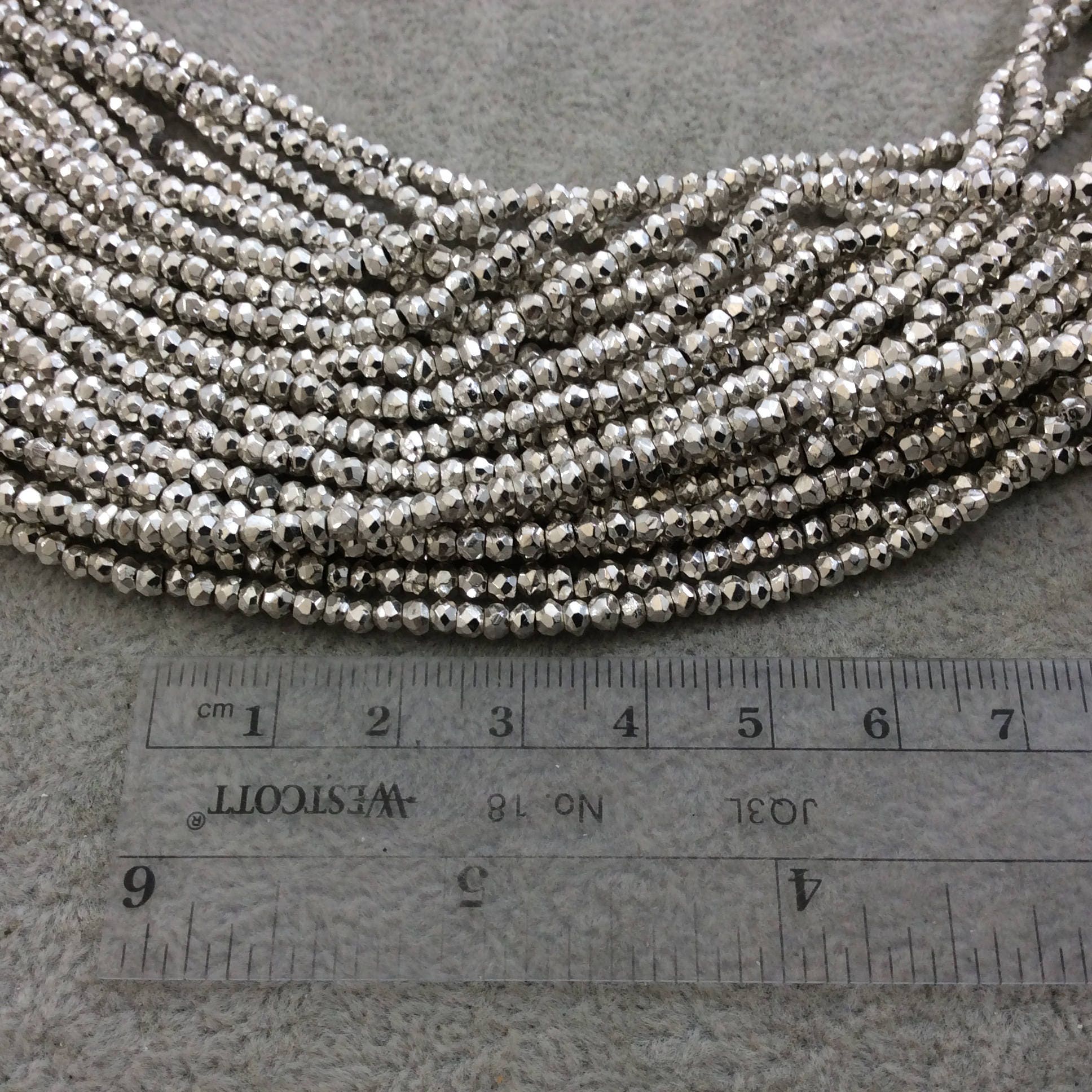 Silver Plated Pyrite Beads - 4mm Faceted Silver Beads