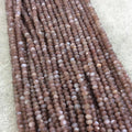 4mm Peach Moonstone Faceted Rondelle Beads