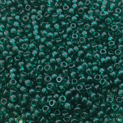 Size 8/0 Glossy Finish Trans. Emerald Green Genuine Miyuki Glass Seed Beads - Sold by 22 Gram Tubes (Approx. 900 Beads per Tube) - (8-9147)