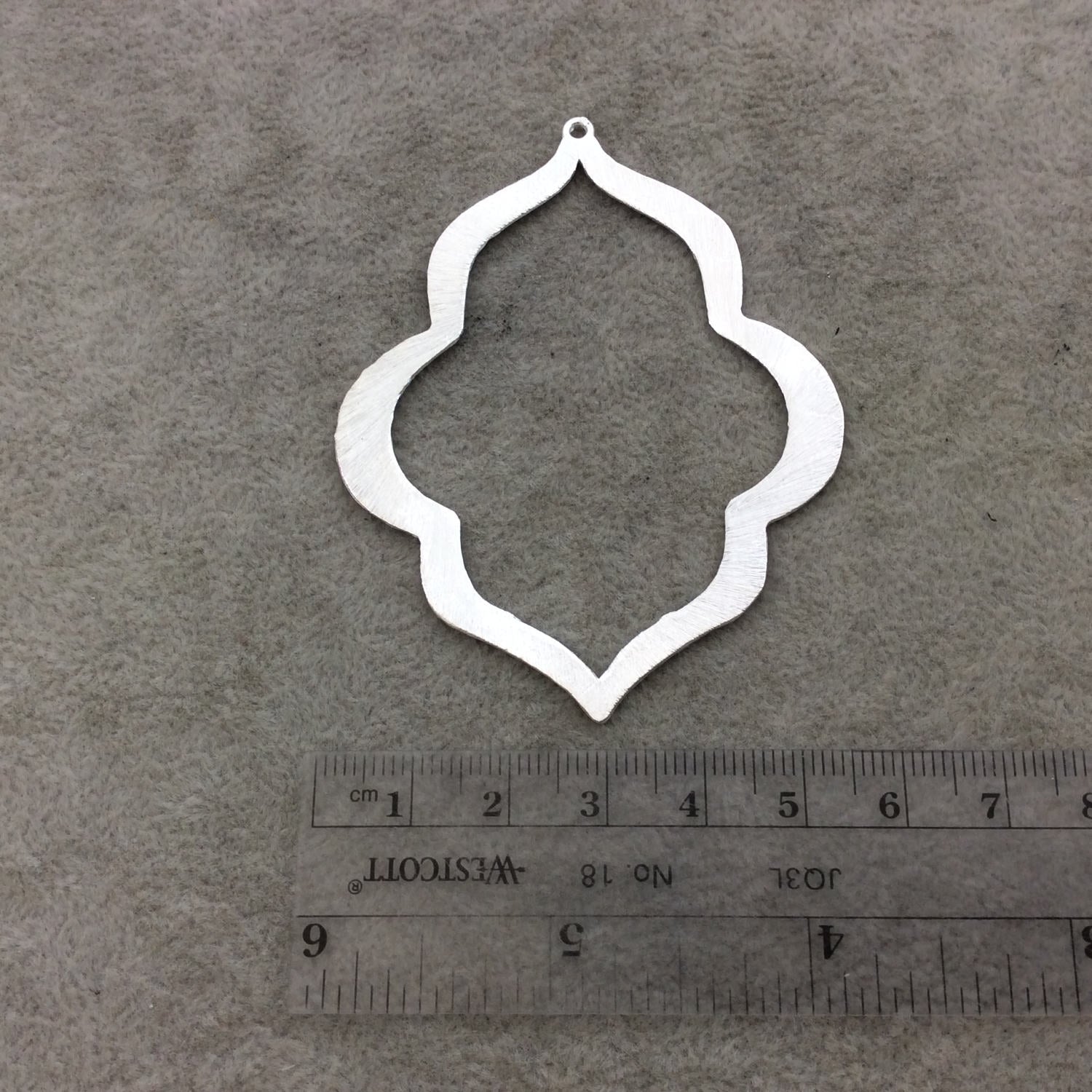 57mm x 68mm Silver Brushed Finish Thick Keyhole Shaped Plated Copper Components - Sold in Pre-Counted Bulk Packs of 10 Pieces - (100-SV)