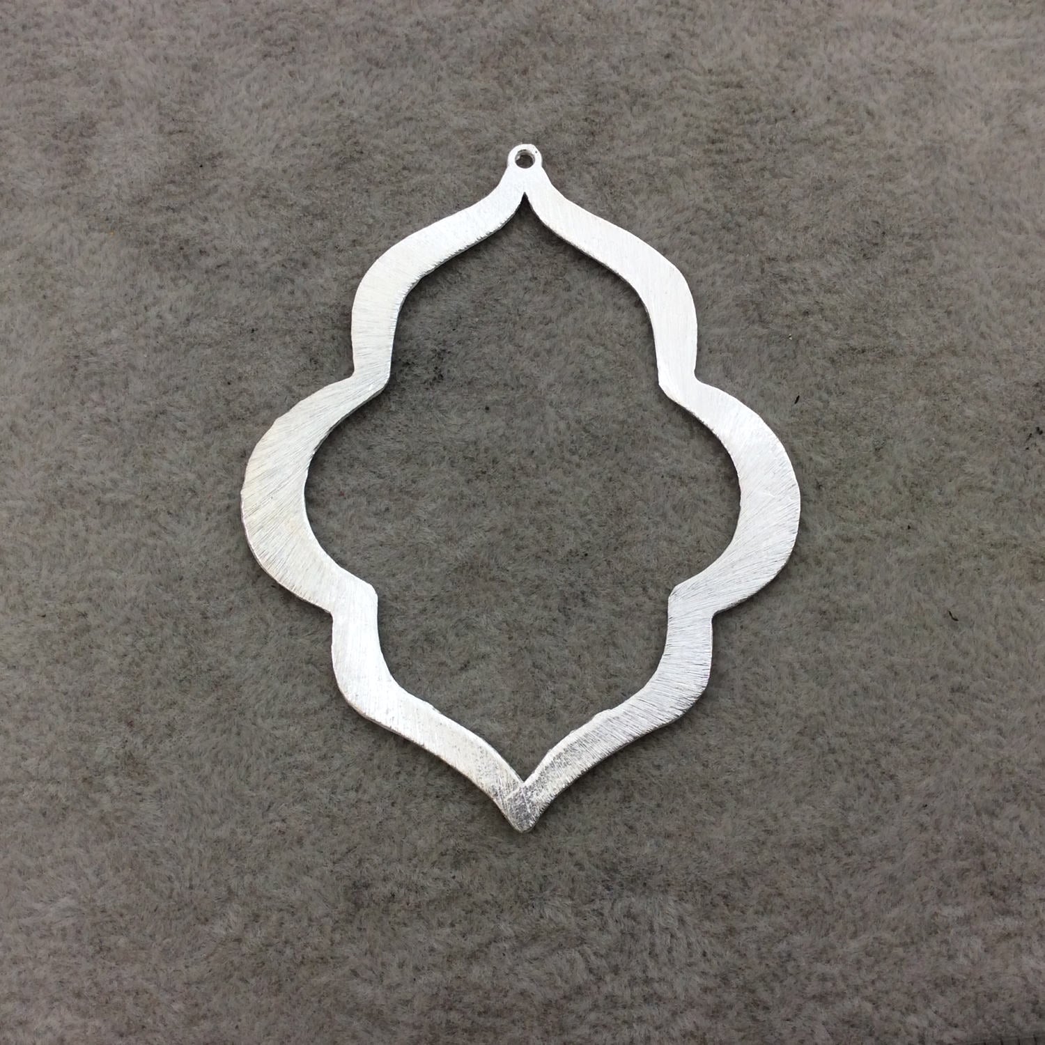 57mm x 68mm Silver Brushed Finish Thick Keyhole Shaped Plated Copper Components - Sold in Pre-Counted Bulk Packs of 10 Pieces - (100-SV)