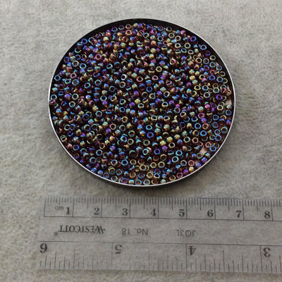 Size 8/0 Glossy AB Finish Transparent Topaz Genuine Miyuki Glass Seed Beads - Sold by 22 Gram Tubes (Approx. 900 Beads per Tube) - (8-9257)