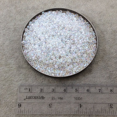 Size 8/0 Glossy AB Finish Trans. Crystal Genuine Miyuki Glass Seed Beads - Sold by 22 Gram Tubes (Approx. 900 Beads per Tube) - (8-9250)