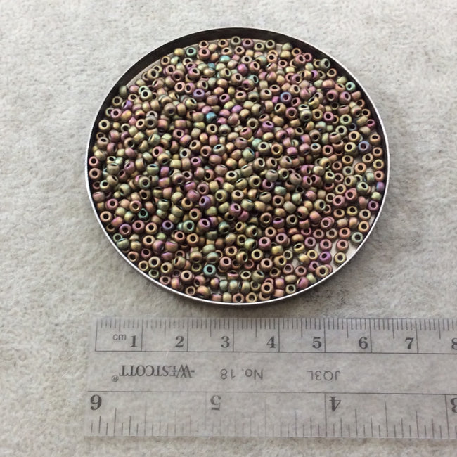 Size 8/0 Matte Finish Metallic Khaki Iris Genuine Miyuki Glass Seed Beads - Sold by 22 Gram Tubes (Approx. 900 Beads per Tube) - (8-92035)