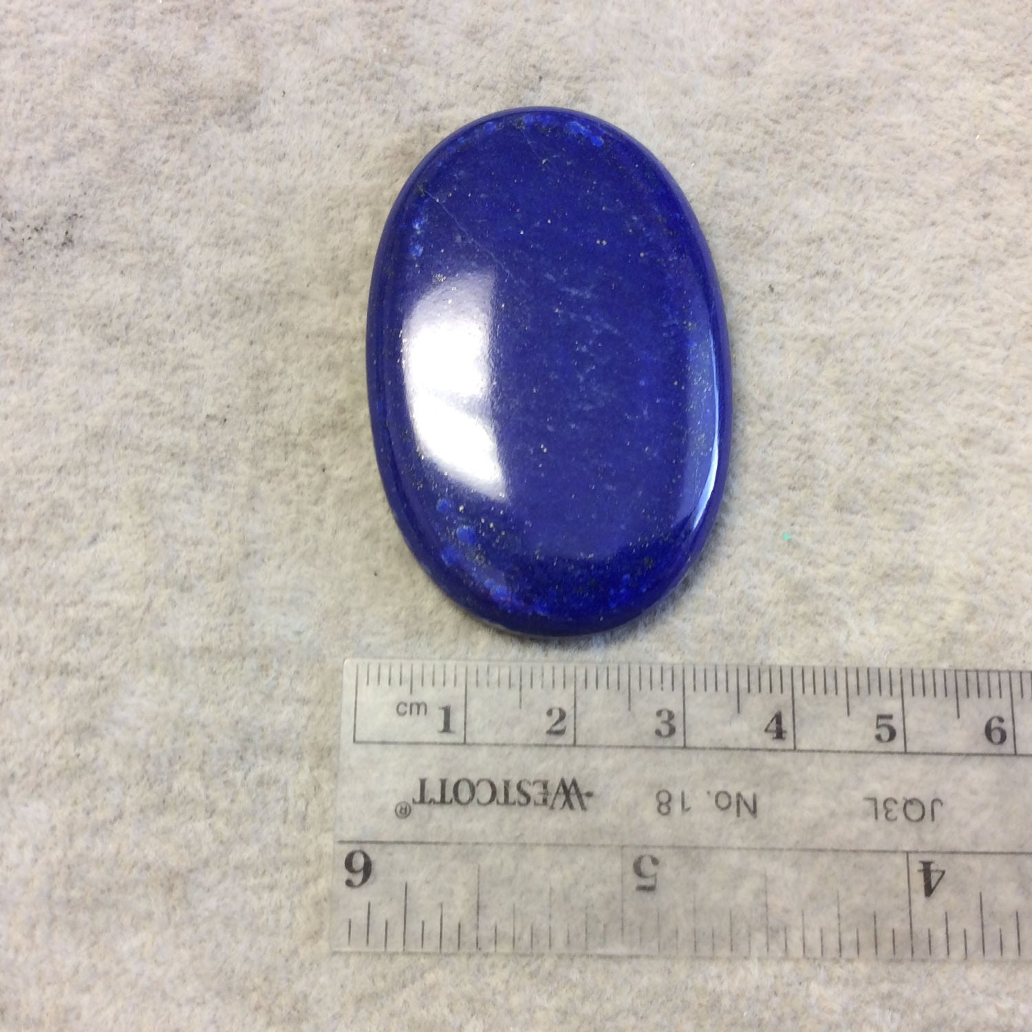 Lapis Lazuli with Pyrite Oblong Oval Shaped Flat Back Cabochon - Measuring 35mm x 53mm, 6.5mm Dome Height - Natural High Quality Gemstone