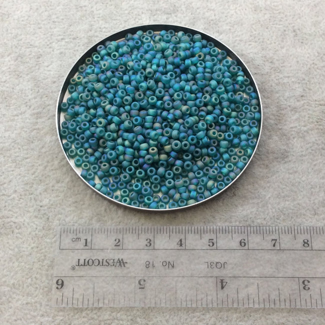 Size 8/0 Matte AB Finish Trans. Emerald Genuine Miyuki Glass Seed Beads - Sold by 22 Gram Tubes (Approx. 900 Beads per Tube) - (8-9147FR)